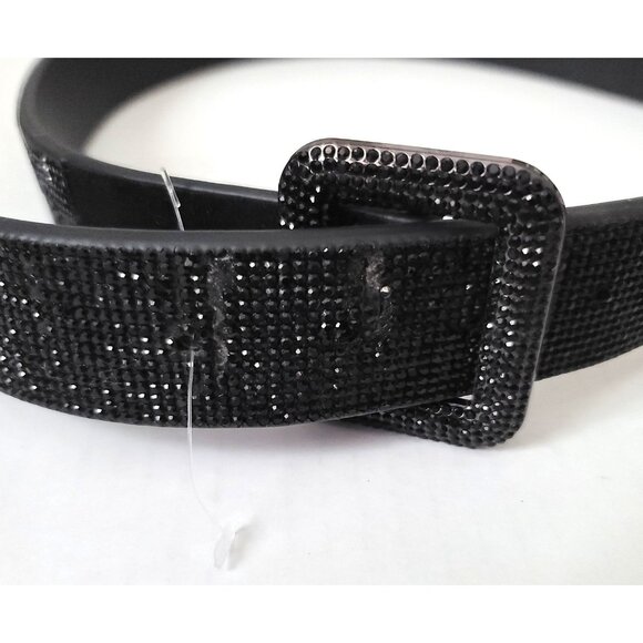 Anthropologie Square Gem Sequin Belt S Black 1 3/8\